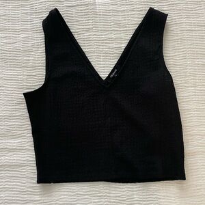 Madewell Black V-Neck Textured Blouse